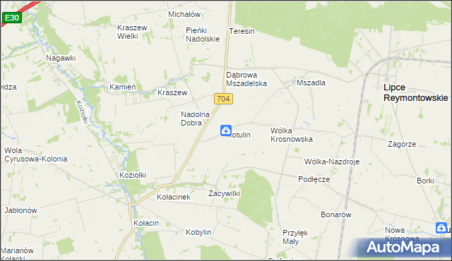 mapa Kotulin gmina Rogów, Kotulin gmina Rogów na mapie Targeo