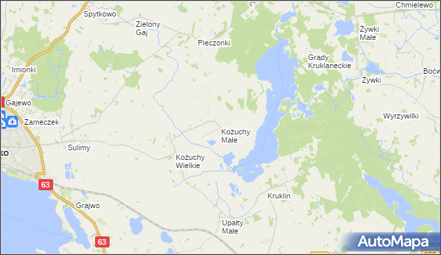 mapa Kożuchy Małe, Kożuchy Małe na mapie Targeo