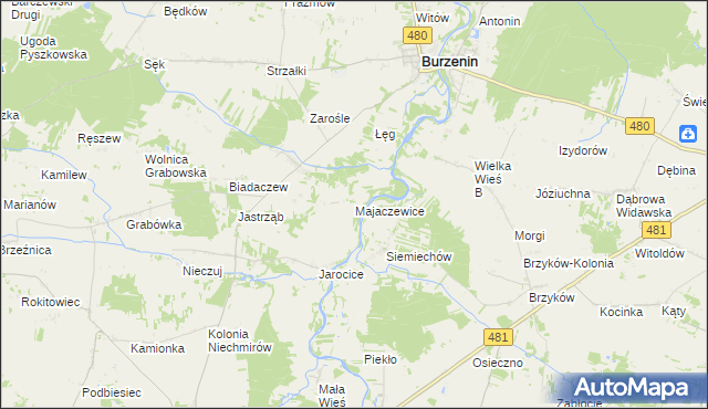 mapa Majaczewice, Majaczewice na mapie Targeo