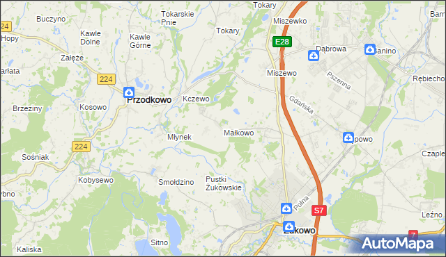 mapa Małkowo, Małkowo na mapie Targeo