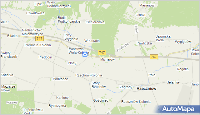 mapa Michałów gmina Rzeczniów, Michałów gmina Rzeczniów na mapie Targeo