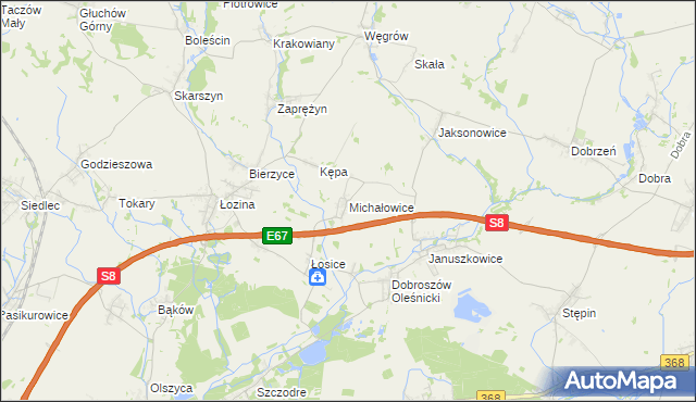 mapa Michałowice gmina Długołęka, Michałowice gmina Długołęka na mapie Targeo