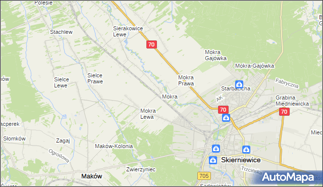 mapa Mokra gmina Skierniewice, Mokra gmina Skierniewice na mapie Targeo