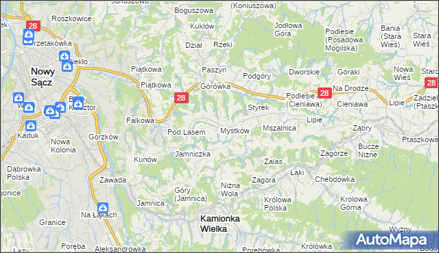mapa Mystków, Mystków na mapie Targeo