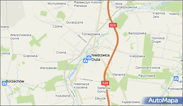 mapa Niedrzwica Duża, Niedrzwica Duża na mapie Targeo