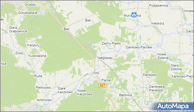 mapa Niegowiec, Niegowiec na mapie Targeo