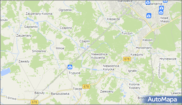 mapa Niewodnica Kościelna, Niewodnica Kościelna na mapie Targeo