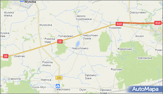 mapa Nieżychowo, Nieżychowo na mapie Targeo