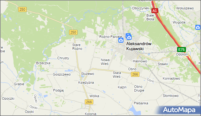 mapa Nowa Wieś gmina Aleksandrów Kujawski, Nowa Wieś gmina Aleksandrów Kujawski na mapie Targeo
