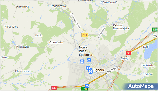 mapa Nowa Wieś Lęborska, Nowa Wieś Lęborska na mapie Targeo