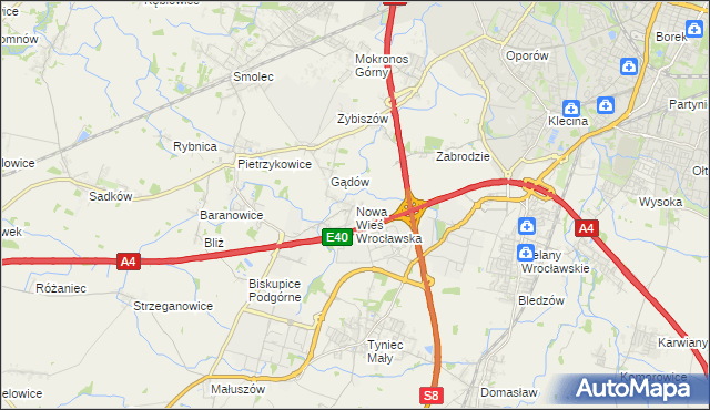 mapa Nowa Wieś Wrocławska, Nowa Wieś Wrocławska na mapie Targeo