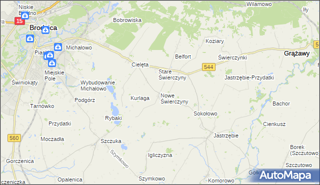 mapa Nowe Świerczyny, Nowe Świerczyny na mapie Targeo
