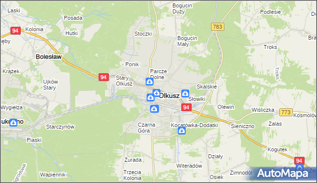 mapa Olkusz, Olkusz na mapie Targeo