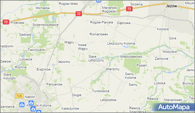 mapa Olszewo gmina Jeżów, Olszewo gmina Jeżów na mapie Targeo