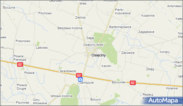mapa Osięciny, Osięciny na mapie Targeo