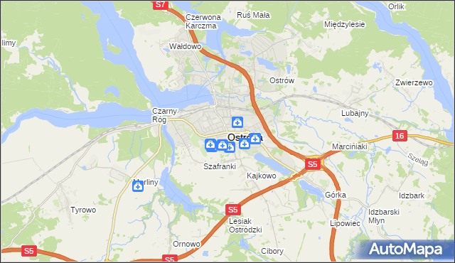 mapa Ostróda, Ostróda na mapie Targeo