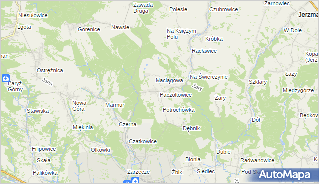 mapa Paczółtowice, Paczółtowice na mapie Targeo