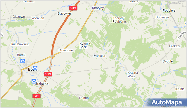 mapa Pasieka gmina Boćki, Pasieka gmina Boćki na mapie Targeo