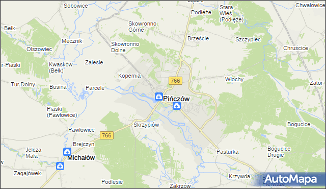 mapa Pińczów, Pińczów na mapie Targeo