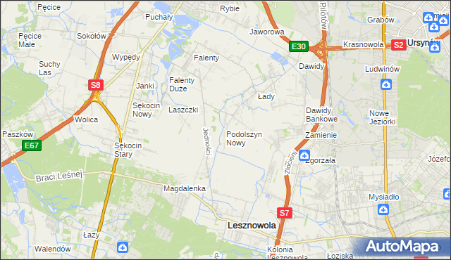 mapa Podolszyn Nowy, Podolszyn Nowy na mapie Targeo