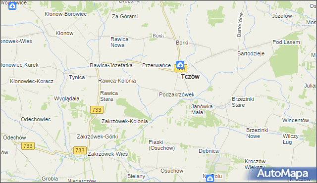 mapa Podzakrzówek, Podzakrzówek na mapie Targeo