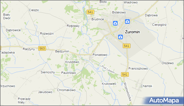 mapa Poniatowo gmina Żuromin, Poniatowo gmina Żuromin na mapie Targeo