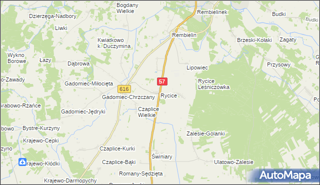 mapa Rycice, Rycice na mapie Targeo