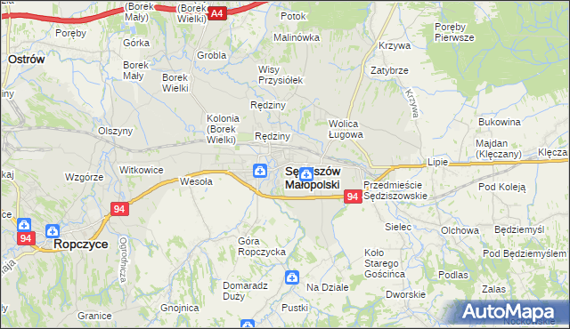 mapa Sędziszów Małopolski, Sędziszów Małopolski na mapie Targeo