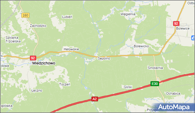 mapa Sępolno gmina Miedzichowo, Sępolno gmina Miedzichowo na mapie Targeo