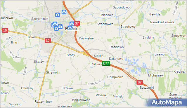 mapa Siedlin, Siedlin na mapie Targeo