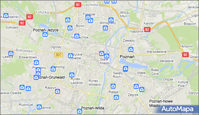 mapa Stare Miasto gmina Poznań, Stare Miasto gmina Poznań na mapie Targeo