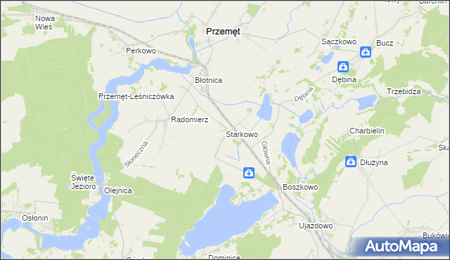 mapa Starkowo gmina Przemęt, Starkowo gmina Przemęt na mapie Targeo
