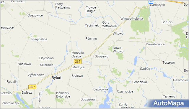 mapa Stróżewo gmina Bytoń, Stróżewo gmina Bytoń na mapie Targeo