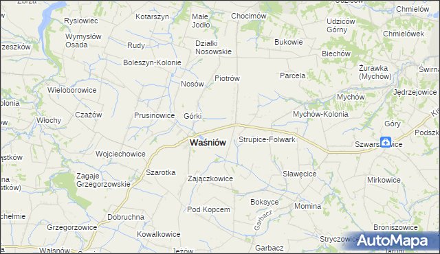 mapa Strupice gmina Waśniów, Strupice gmina Waśniów na mapie Targeo