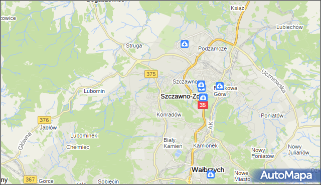 mapa Szczawno-Zdrój, Szczawno-Zdrój na mapie Targeo