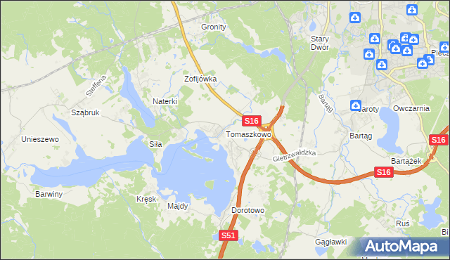 mapa Tomaszkowo, Tomaszkowo na mapie Targeo