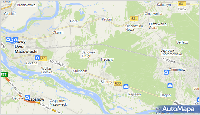 mapa Trzciany gmina Jabłonna, Trzciany gmina Jabłonna na mapie Targeo