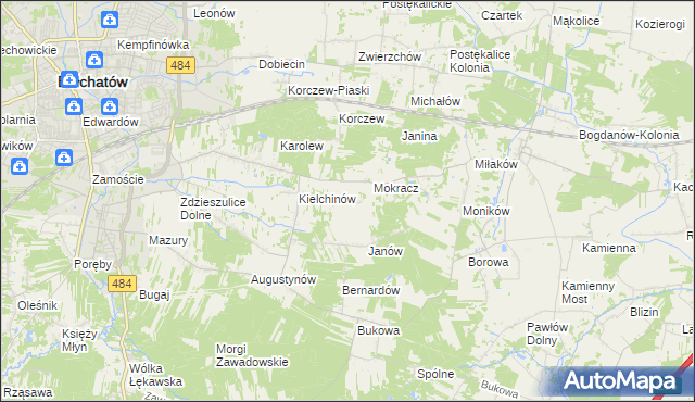 mapa Wiktorów gmina Bełchatów, Wiktorów gmina Bełchatów na mapie Targeo