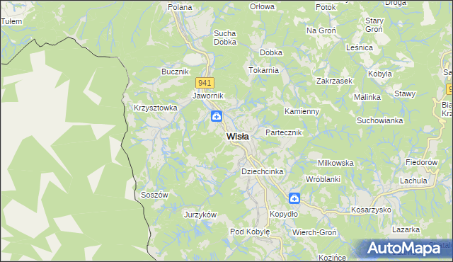 mapa Wisła, Wisła na mapie Targeo