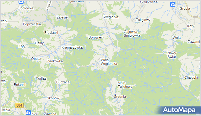 mapa Wola Węgierska, Wola Węgierska na mapie Targeo