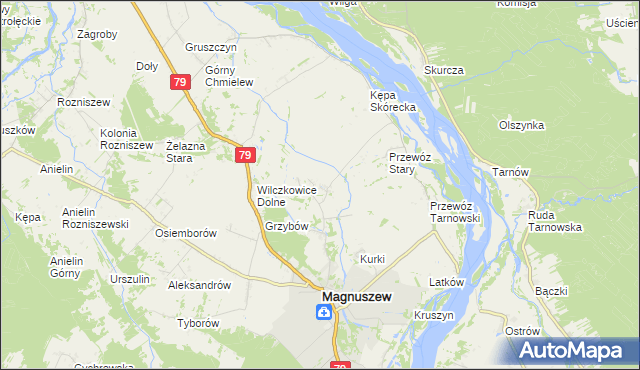 mapa Wólka Tarnowska gmina Magnuszew, Wólka Tarnowska gmina Magnuszew na mapie Targeo
