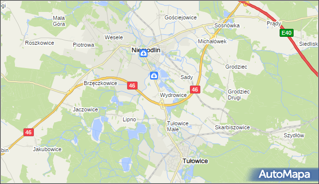 mapa Wydrowice gmina Niemodlin, Wydrowice gmina Niemodlin na mapie Targeo