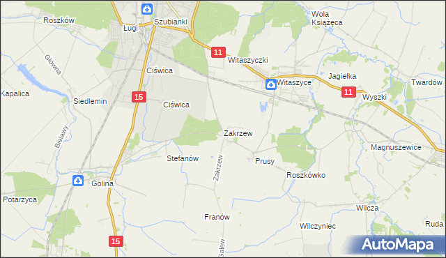 mapa Zakrzew gmina Jarocin, Zakrzew gmina Jarocin na mapie Targeo