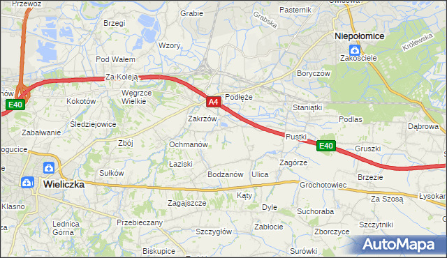 mapa Zakrzowiec, Zakrzowiec na mapie Targeo