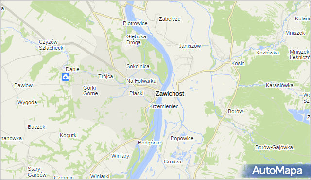 mapa Zawichost, Zawichost na mapie Targeo