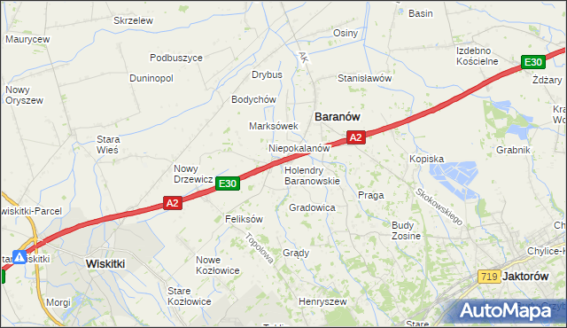 mapa Holendry Baranowskie, Holendry Baranowskie na mapie Targeo
