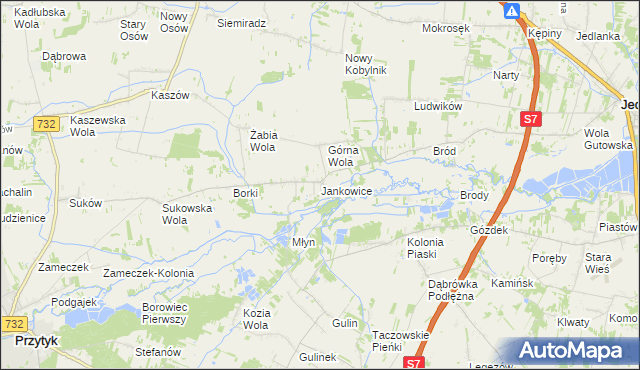 mapa Jankowice gmina Jedlińsk, Jankowice gmina Jedlińsk na mapie Targeo