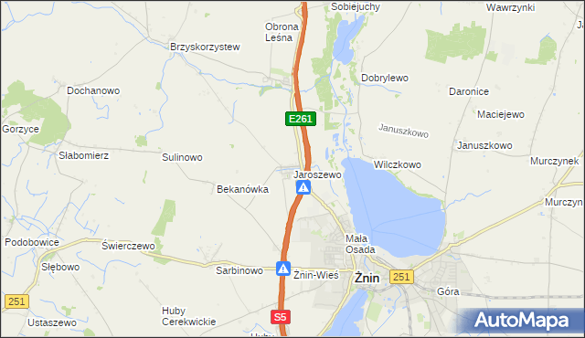 mapa Jaroszewo gmina Żnin, Jaroszewo gmina Żnin na mapie Targeo