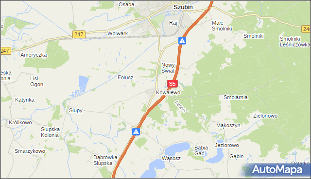 mapa Kowalewo gmina Szubin, Kowalewo gmina Szubin na mapie Targeo