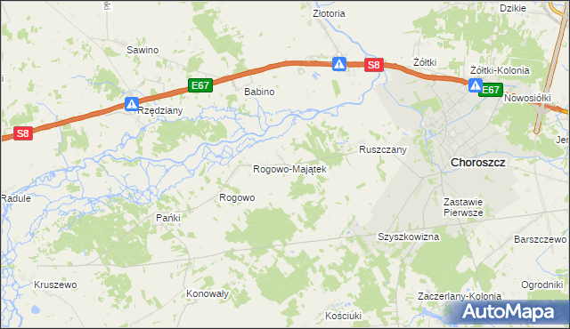 mapa Rogówek gmina Choroszcz, Rogówek gmina Choroszcz na mapie Targeo
